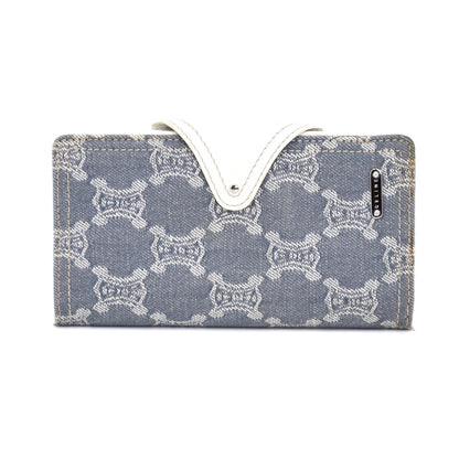 CELINE Macadam Denim Triomphe Long Wallet with Dust Bag