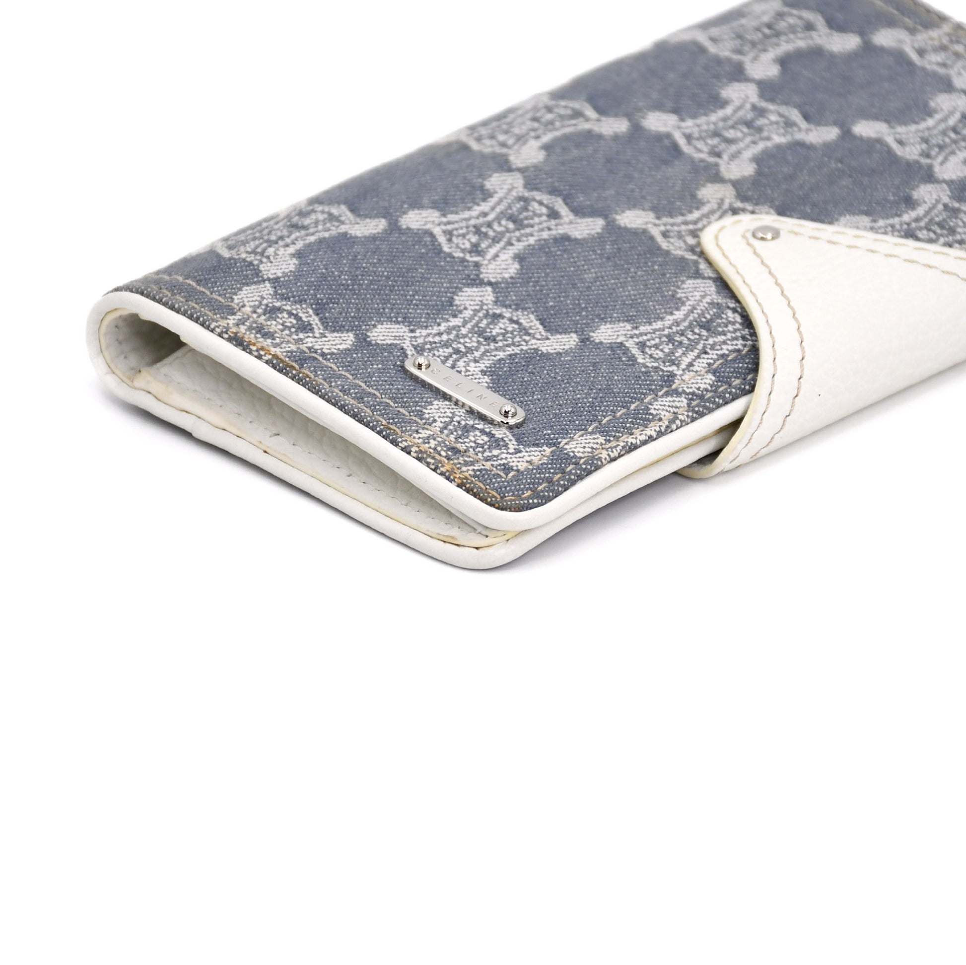 CELINE Macadam Denim Triomphe Long Wallet with Dust Bag