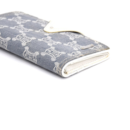 CELINE Macadam Denim Triomphe Long Wallet with Dust Bag