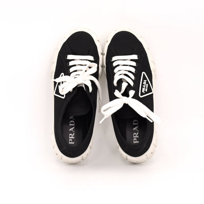 PRADA Prada Re-Nylon Gabardine Fabric Sneakers, Size 38, Women's, Black, Double Wheel Triangle Logo Sneakers