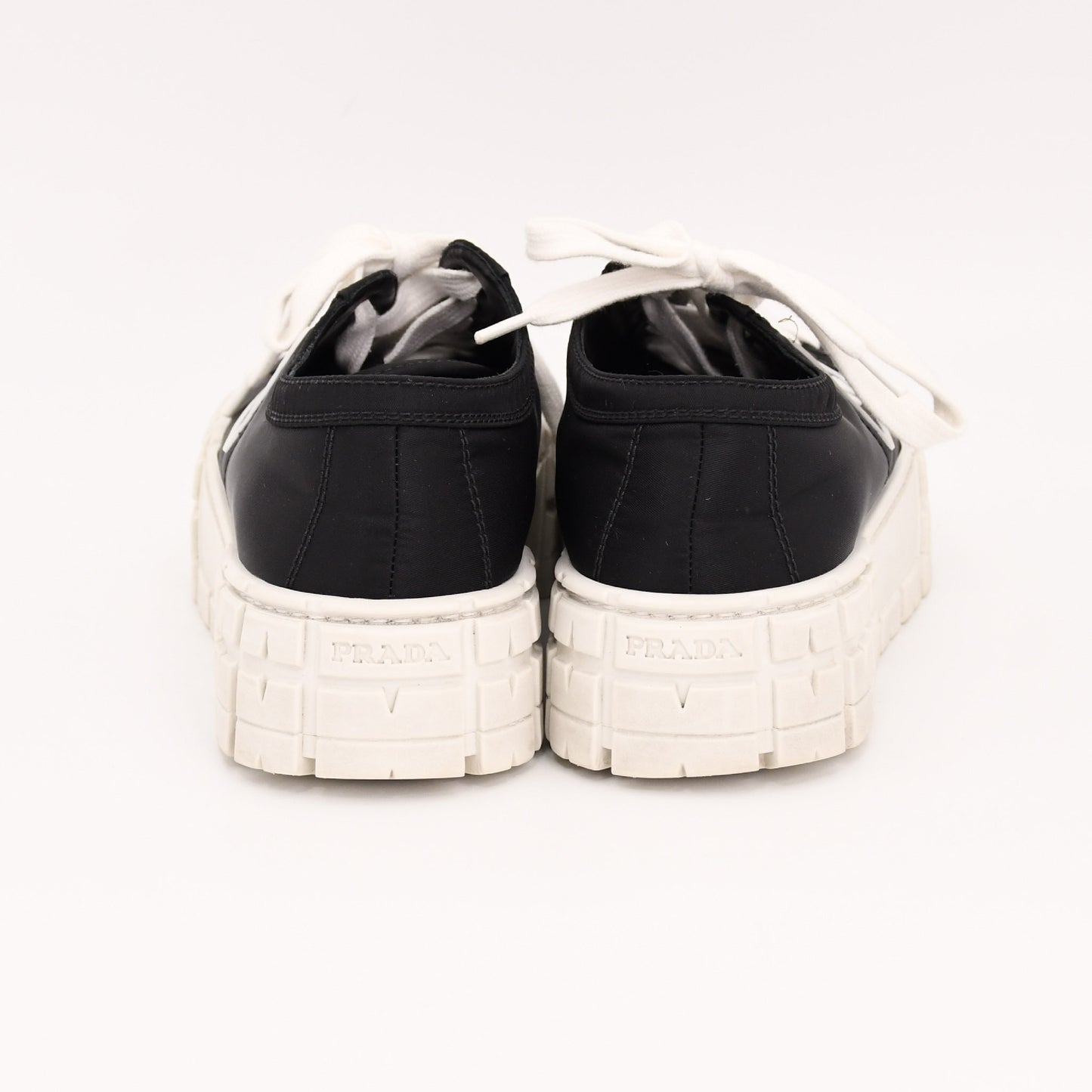 PRADA Prada Re-Nylon Gabardine Fabric Sneakers, Size 38, Women's, Black, Double Wheel Triangle Logo Sneakers