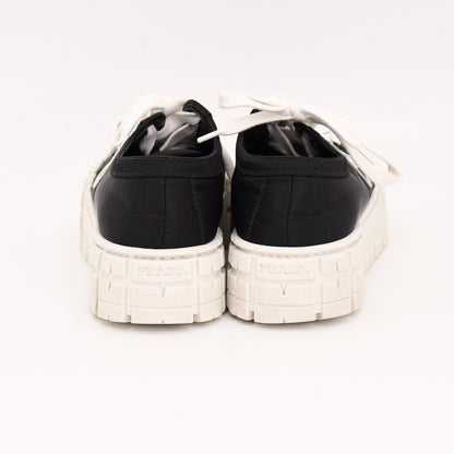 PRADA Prada Re-Nylon Gabardine Fabric Sneakers, Size 38, Women's, Black, Double Wheel Triangle Logo Sneakers