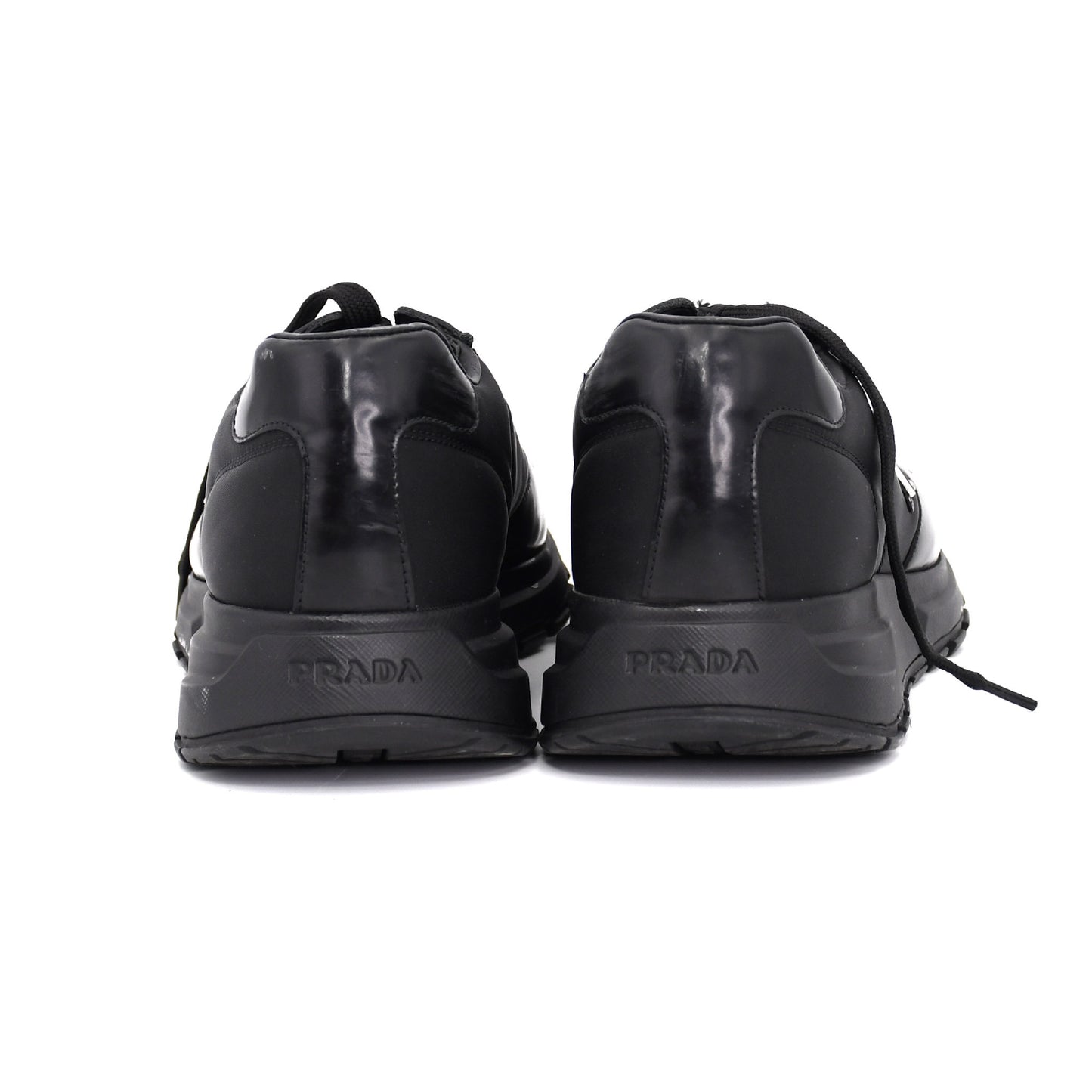 PRADA Prada Re Nylon Nylon and Leather Sneakers, Size 5, Unisex, Black, 2EE369, Triangle Logo Sneakers