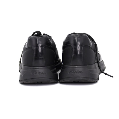 PRADA Prada Re Nylon Nylon and Leather Sneakers, Size 5, Unisex, Black, 2EE369, Triangle Logo Sneakers