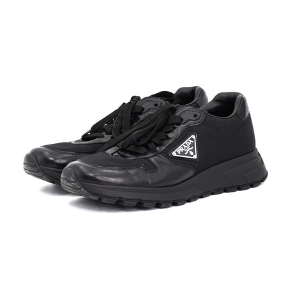 PRADA Prada Re Nylon Nylon and Leather Sneakers, Size 5, Unisex, Black, 2EE369, Triangle Logo Sneakers