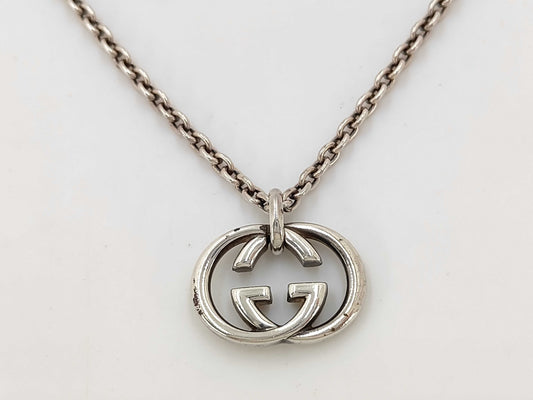 GUCCI Silver GG Logo Necklace