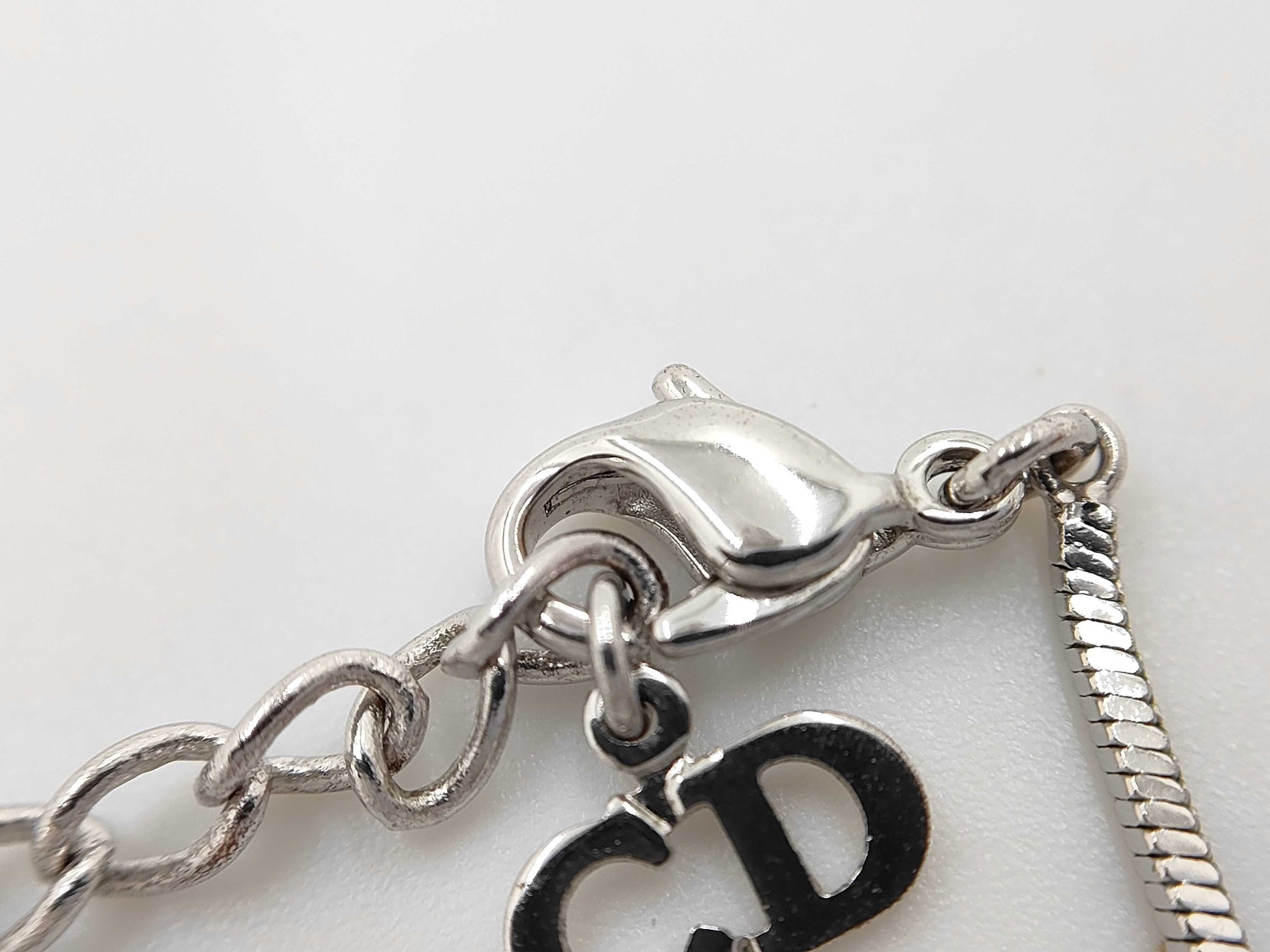 Dior Christian Dior Silver Trotter Plate Pink Necklace