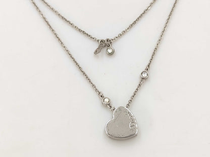 Dior Christian Dior Silver Heart Rhinestone Necklace
