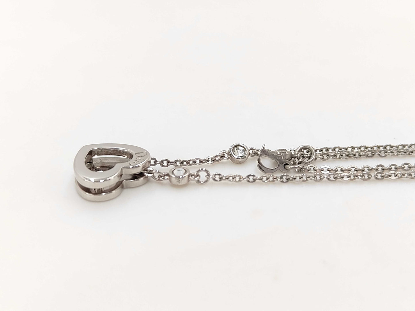 Dior Christian Dior Silver Heart Rhinestone Necklace