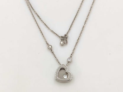 Dior Christian Dior Silver Heart Rhinestone Necklace