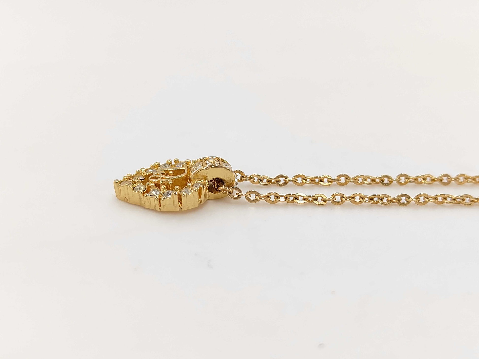 Dior Christian Dior Gold Heart Rhinestone Necklace