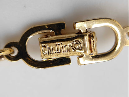 Dior Christian Dior Gold CD Logo Rhinestone Bracelet/Bangle