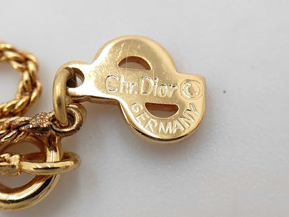 Dior Christian Dior Gold Rhinestone CD Logo Necklace