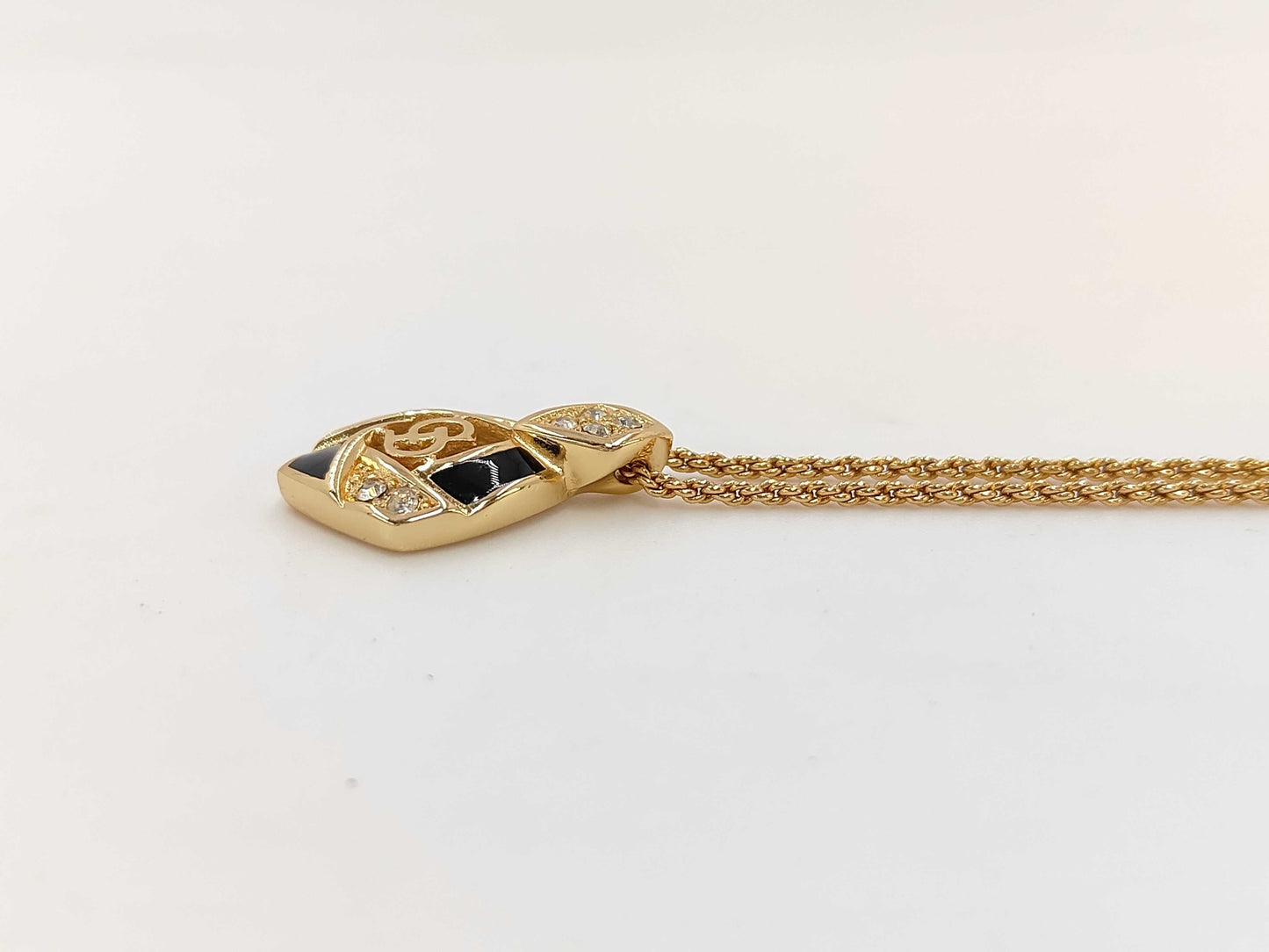 Dior Christian Dior Gold Rhinestone CD Logo Necklace