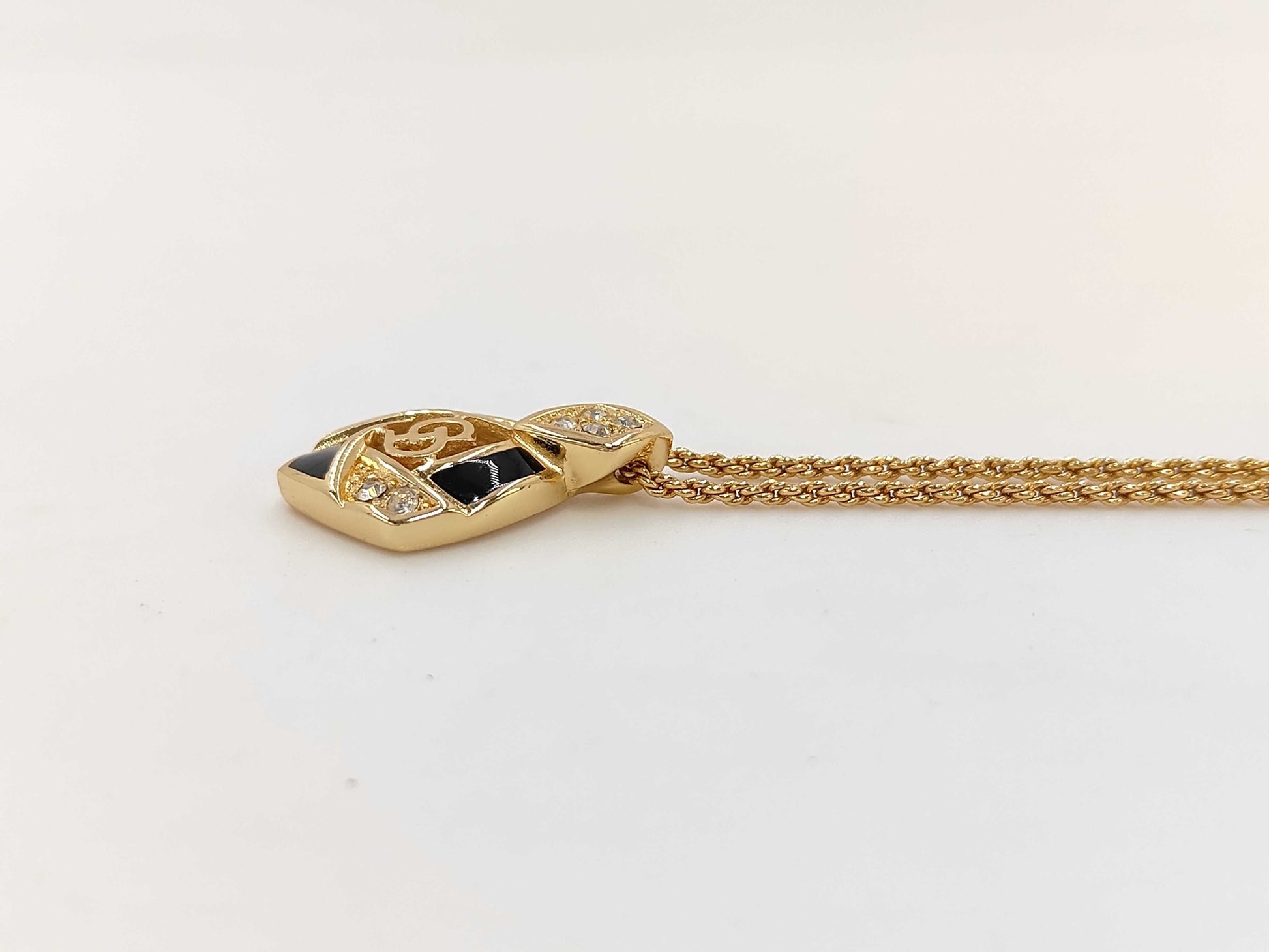 Dior Christian Dior Gold Rhinestone CD Logo Necklace