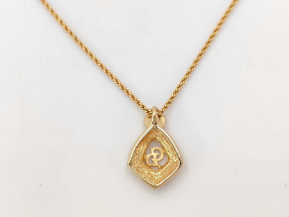 Dior Christian Dior Gold Rhinestone CD Logo Necklace