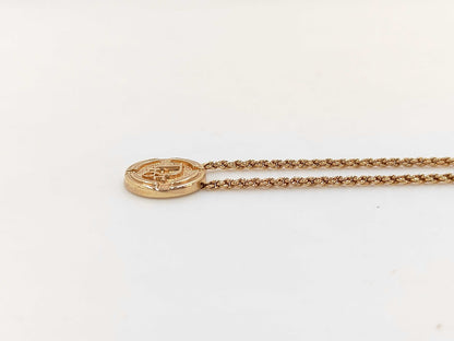 Dior Christian Dior Gold Logo Plate Necklace