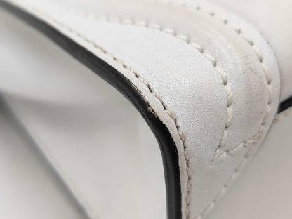 CELINE Luggage Nano 2-Way Shoulder Bag Leather W-ZP-0182 White Handbag