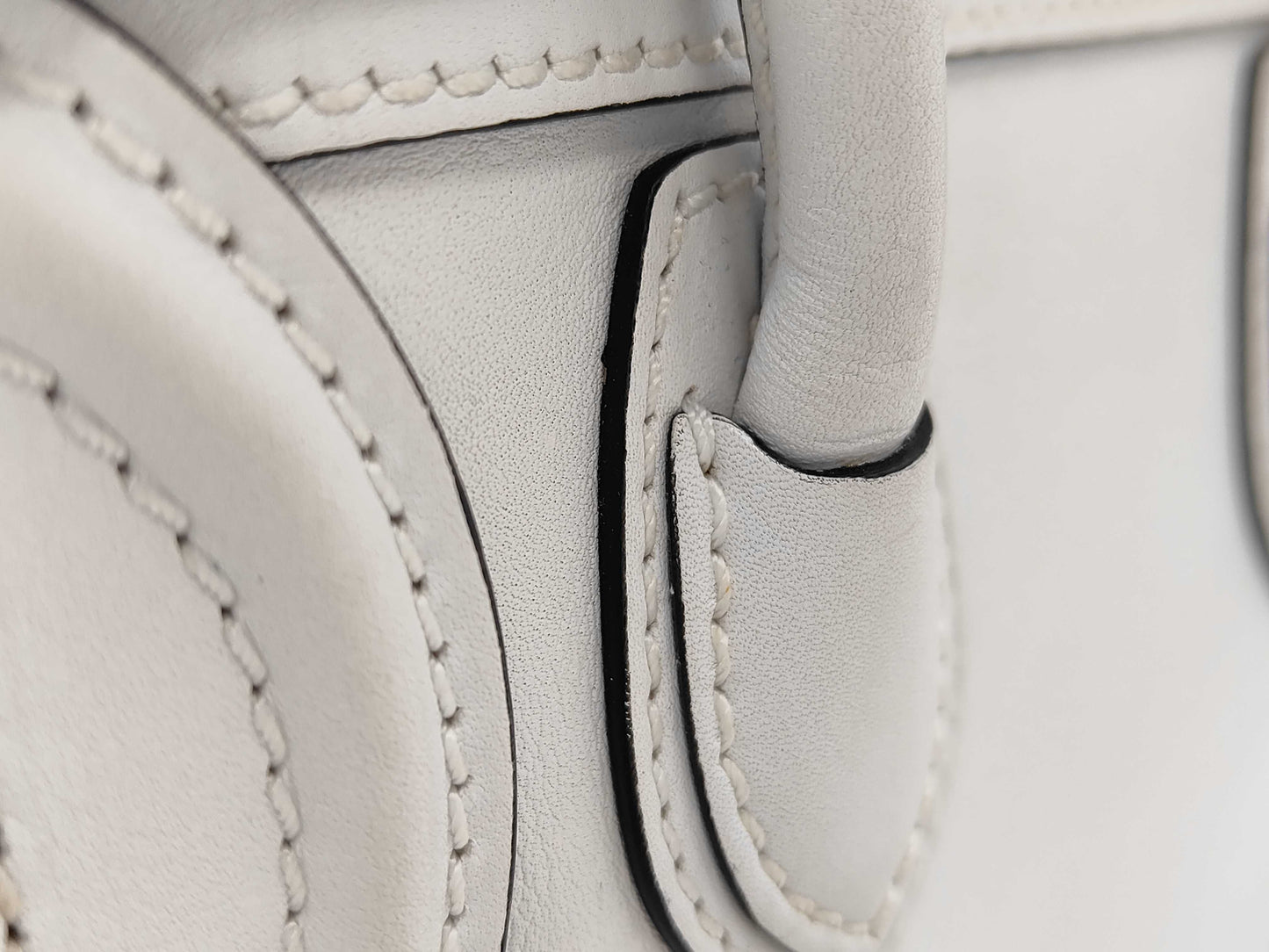 CELINE Luggage Nano 2-Way Shoulder Bag Leather W-ZP-0182 White Handbag