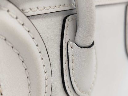CELINE Luggage Nano 2-Way Shoulder Bag Leather W-ZP-0182 White Handbag