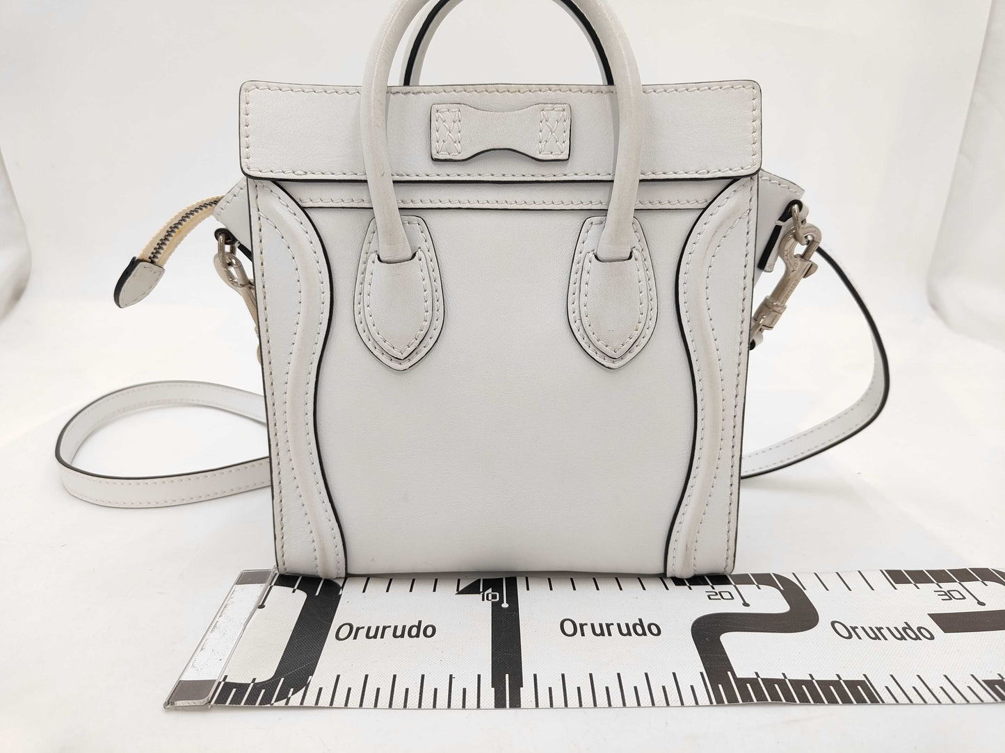 CELINE Luggage Nano 2-Way Shoulder Bag Leather W-ZP-0182 White Handbag