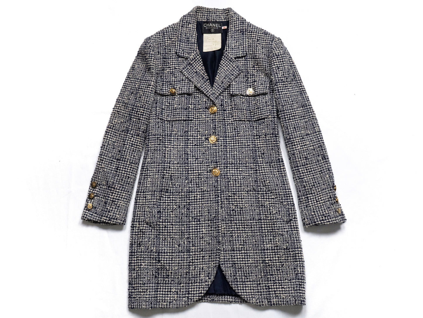CHANEL 1988 Spring/Summer Runway Mademoiselle Button Tweed Coat