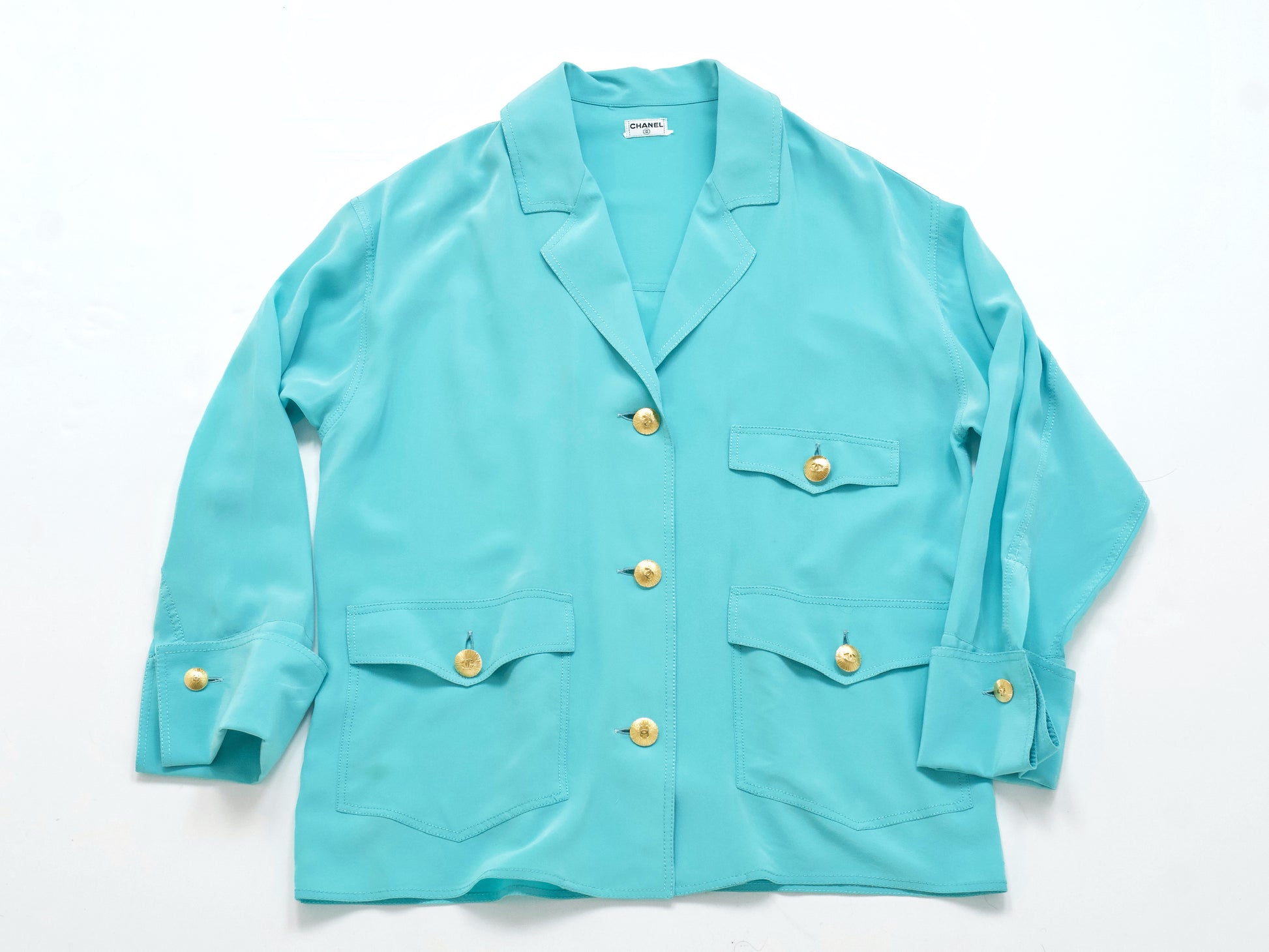 CHANEL 1992 Spring/Summer Silk Jacket and Oversized Cufflink Shirt