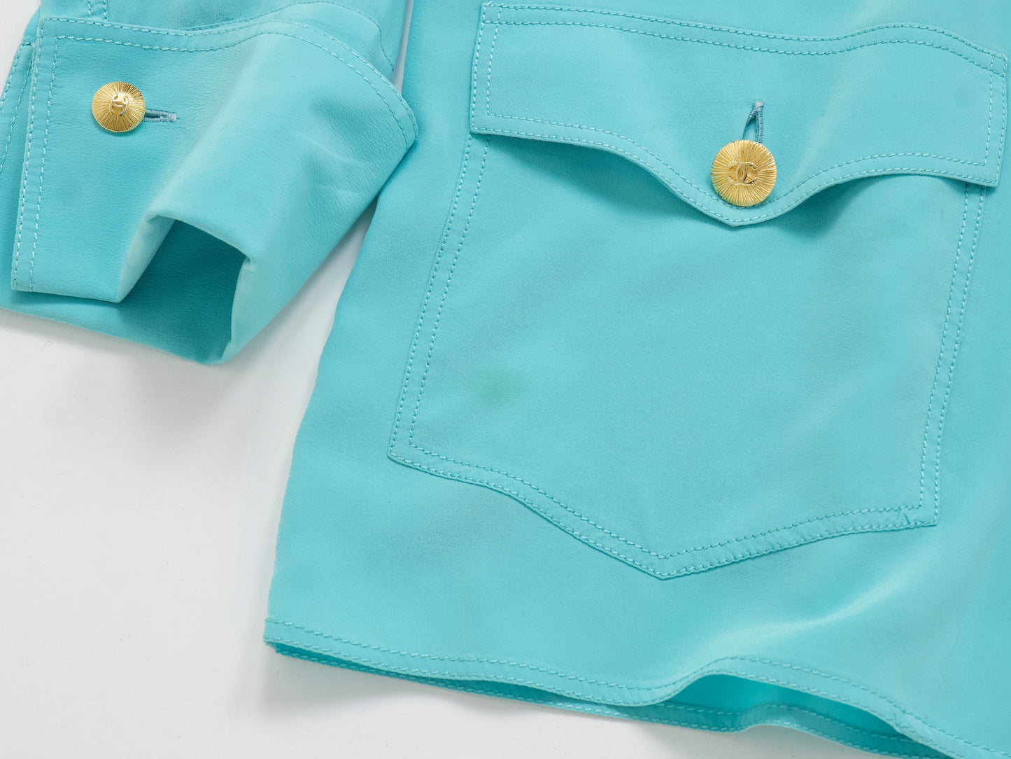 CHANEL 1992 Spring/Summer Silk Jacket and Oversized Cufflink Shirt