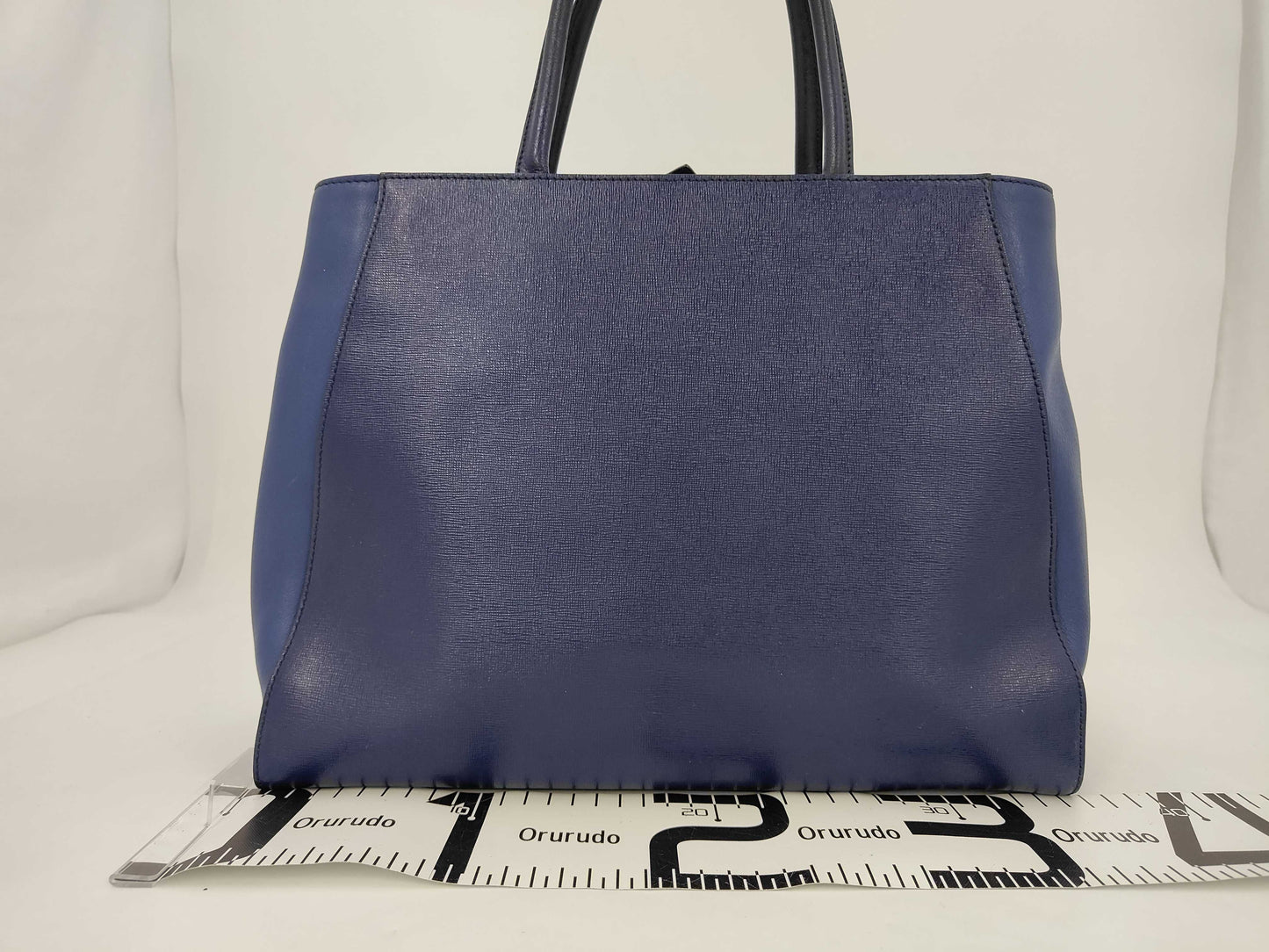 FENDI Toujours Leather Tote Bag, Shoulder Bag, A4 Size, Navy Blue