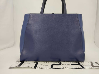 FENDI Toujours Leather Tote Bag, Shoulder Bag, A4 Size, Navy Blue