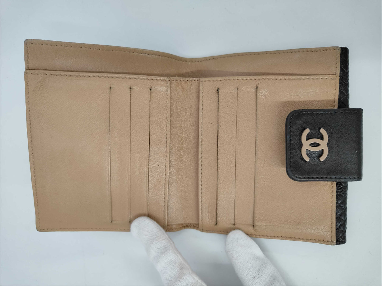 CHANEL Micro Chocolate Bar Leather Bifold Compact Wallet Serial Wallet