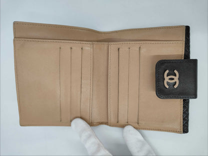 CHANEL Micro Chocolate Bar Leather Bifold Compact Wallet Serial Wallet