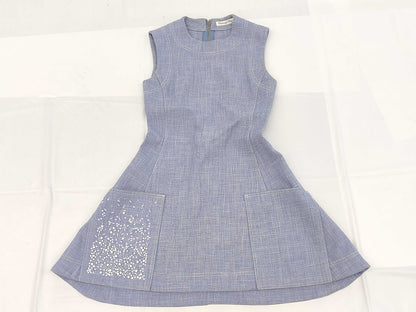 Dior Denim Beaded Size 34 Blue Sleeveless Dress