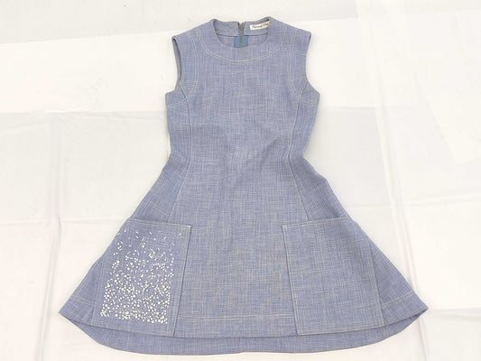 Dior Denim Beaded Size 34 Blue Sleeveless Dress