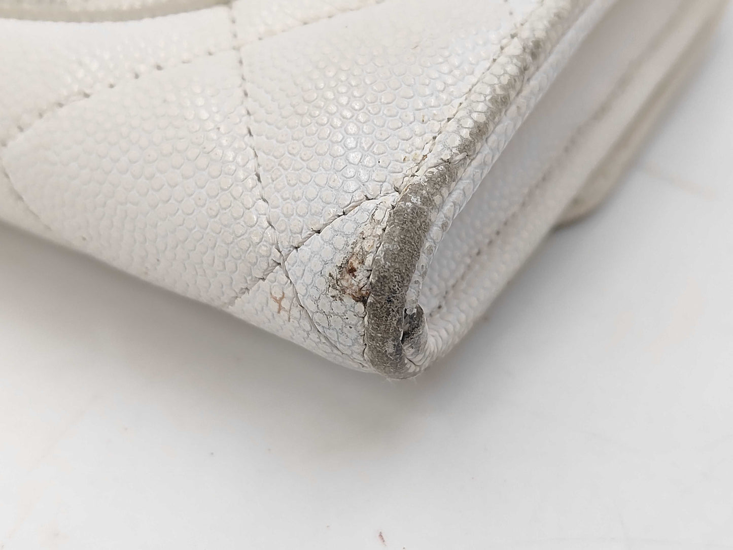 CHANEL Matelasse Coco Mark Caviar Leather Long Wallet with Random Serial Number, White