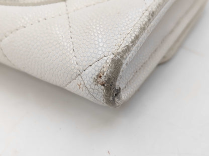 CHANEL Matelasse Coco Mark Caviar Leather Long Wallet with Random Serial Number, White