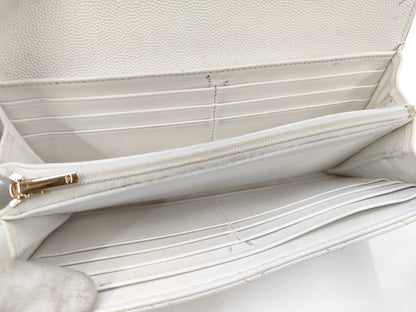CHANEL Matelasse Coco Mark Caviar Leather Long Wallet with Random Serial Number, White