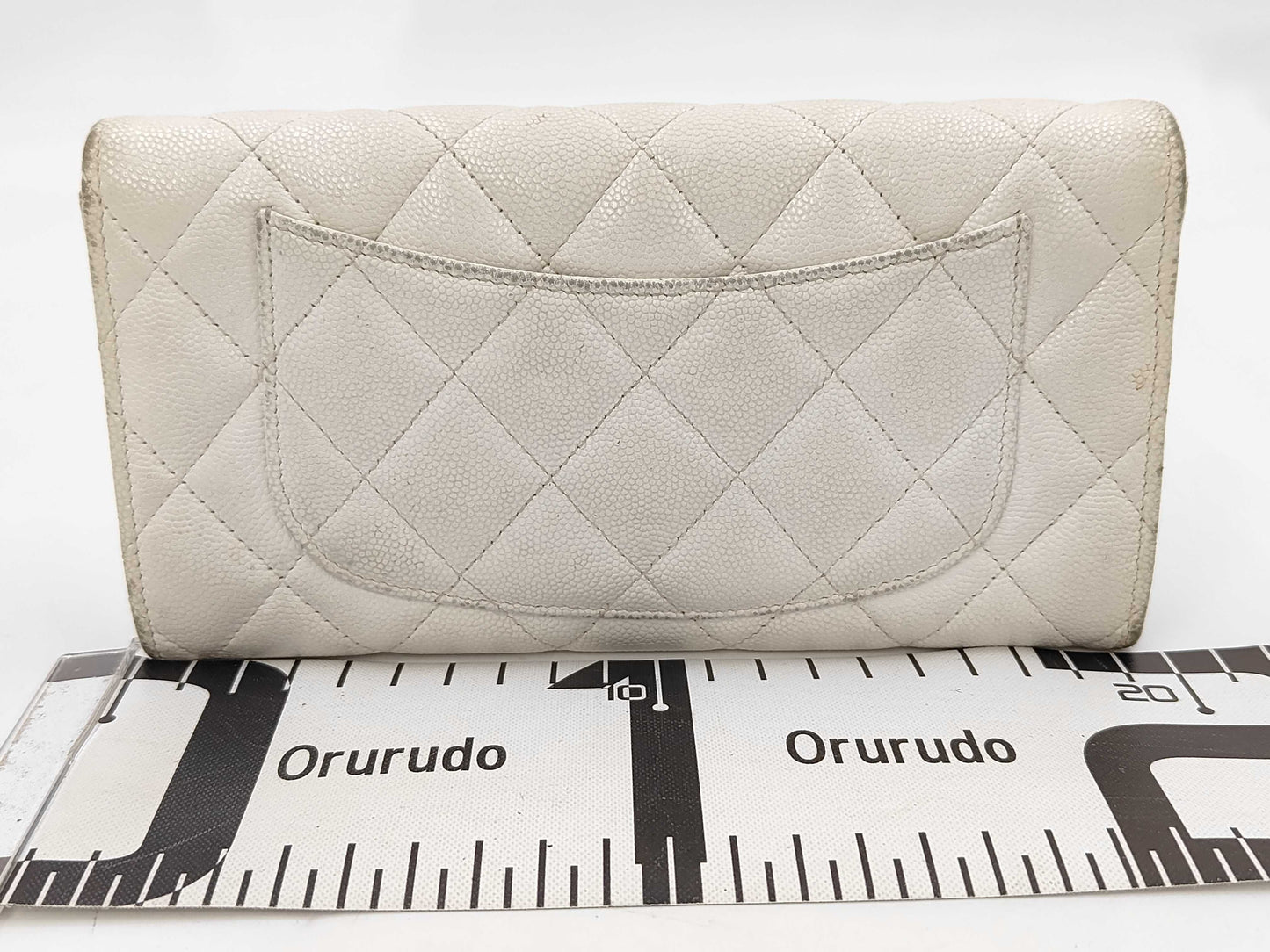 CHANEL Matelasse Coco Mark Caviar Leather Long Wallet with Random Serial Number, White