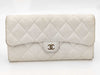 CHANEL Matelasse Coco Mark Caviar Leather Long Wallet with Random Serial Number, White
