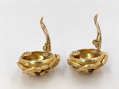 CHANEL Vintage 94A Metal Gold Earrings with Tag