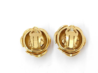 CHANEL Vintage 94A Metal Gold Earrings with Tag