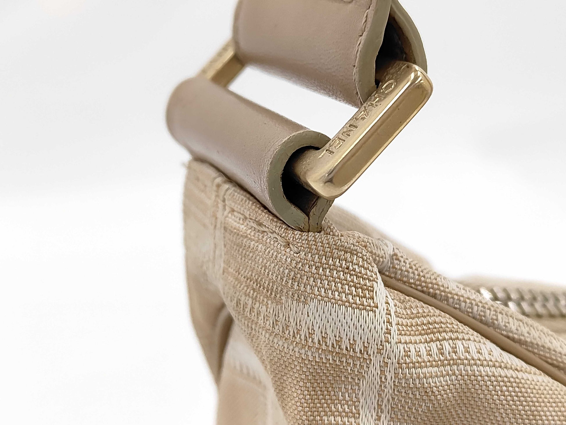 CHANEL New Travel Line Nylon Jacquard Leather Hobo Bag, No. 8, Beige, Shoulder Bag