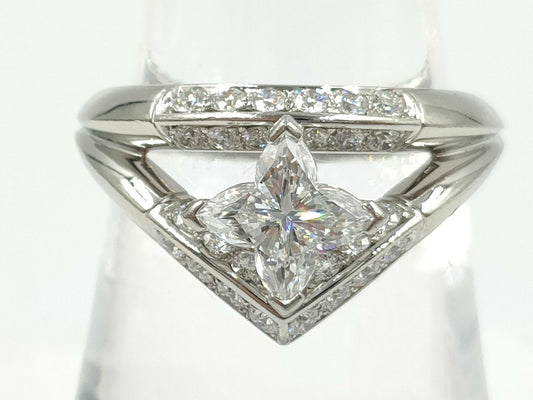 LOUIS VUITTON Double Star Star-Cut Diamond #52 Pt950 8.7g Ring 
