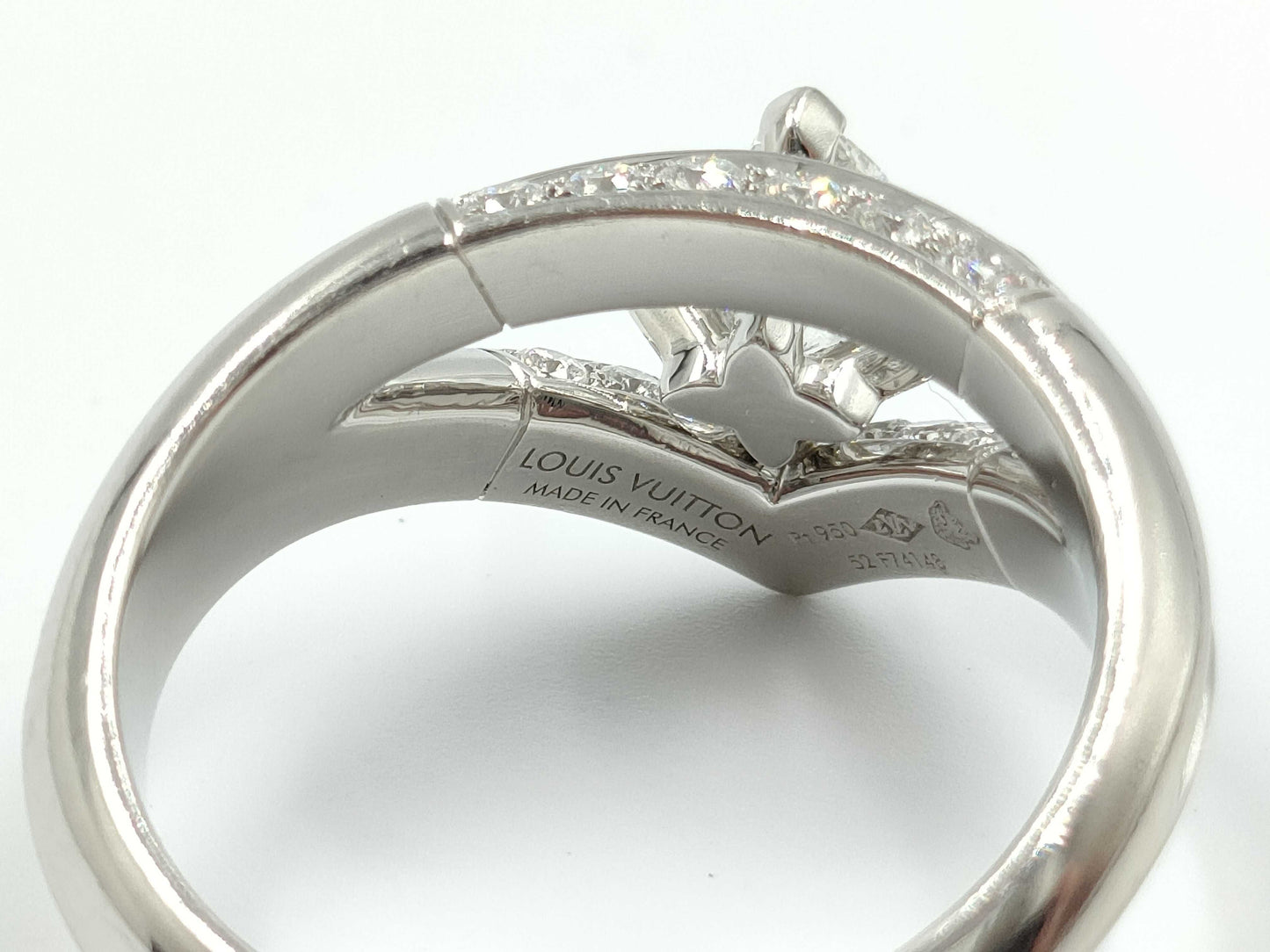 LOUIS VUITTON Double Star Star-Cut Diamond #52 Pt950 8.7g Ring 