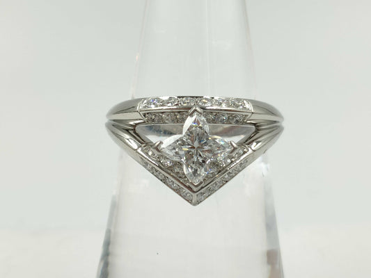 LOUIS VUITTON Double Star Star-Cut Diamond #52 Pt950 8.7g Ring 