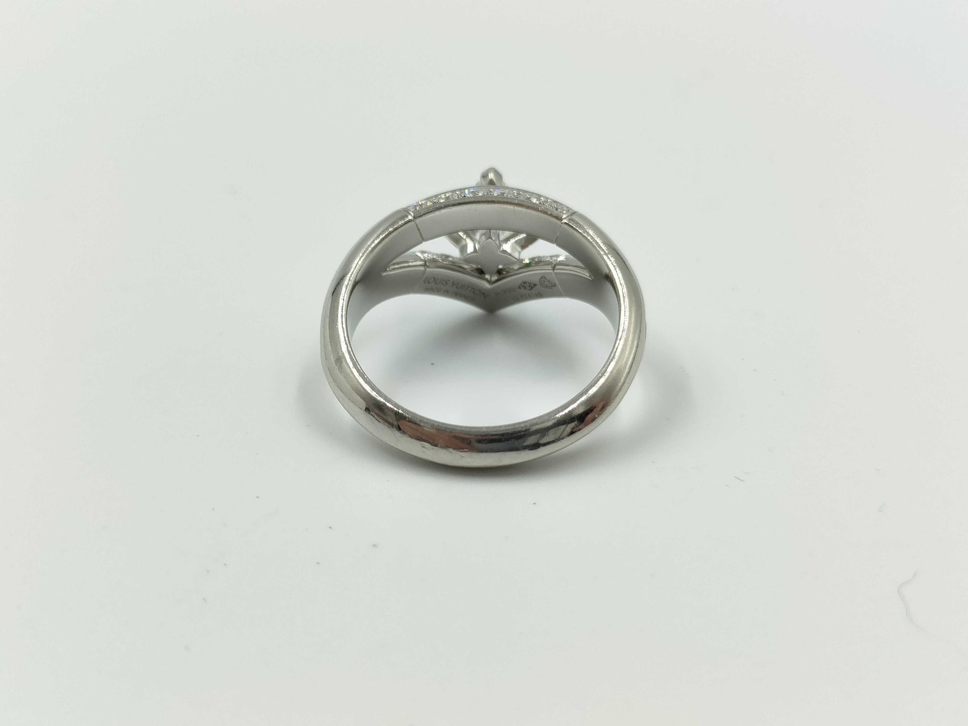 LOUIS VUITTON Double Star Star-Cut Diamond #52 Pt950 8.7g Ring 