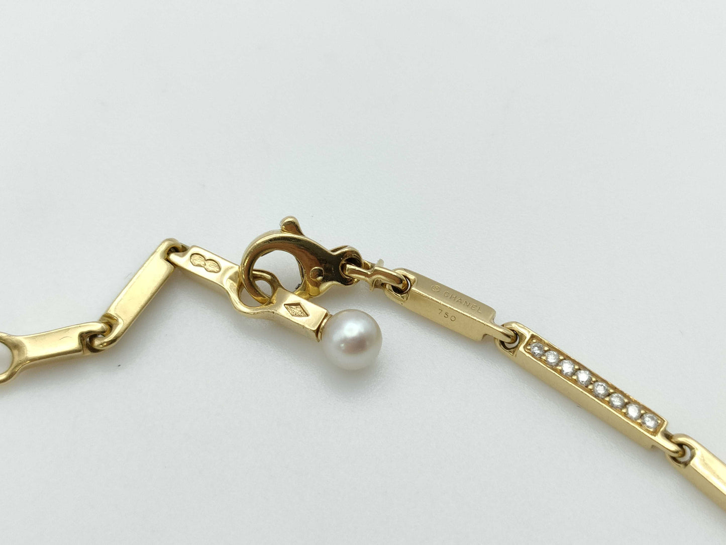 CHANEL Pearl Diameter Approx. 5.0mm Diamond 750 34.6g Necklace 