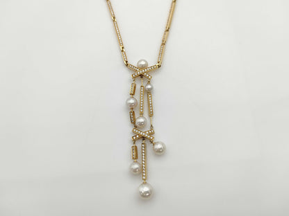 CHANEL Pearl Diameter Approx. 5.0mm Diamond 750 34.6g Necklace 