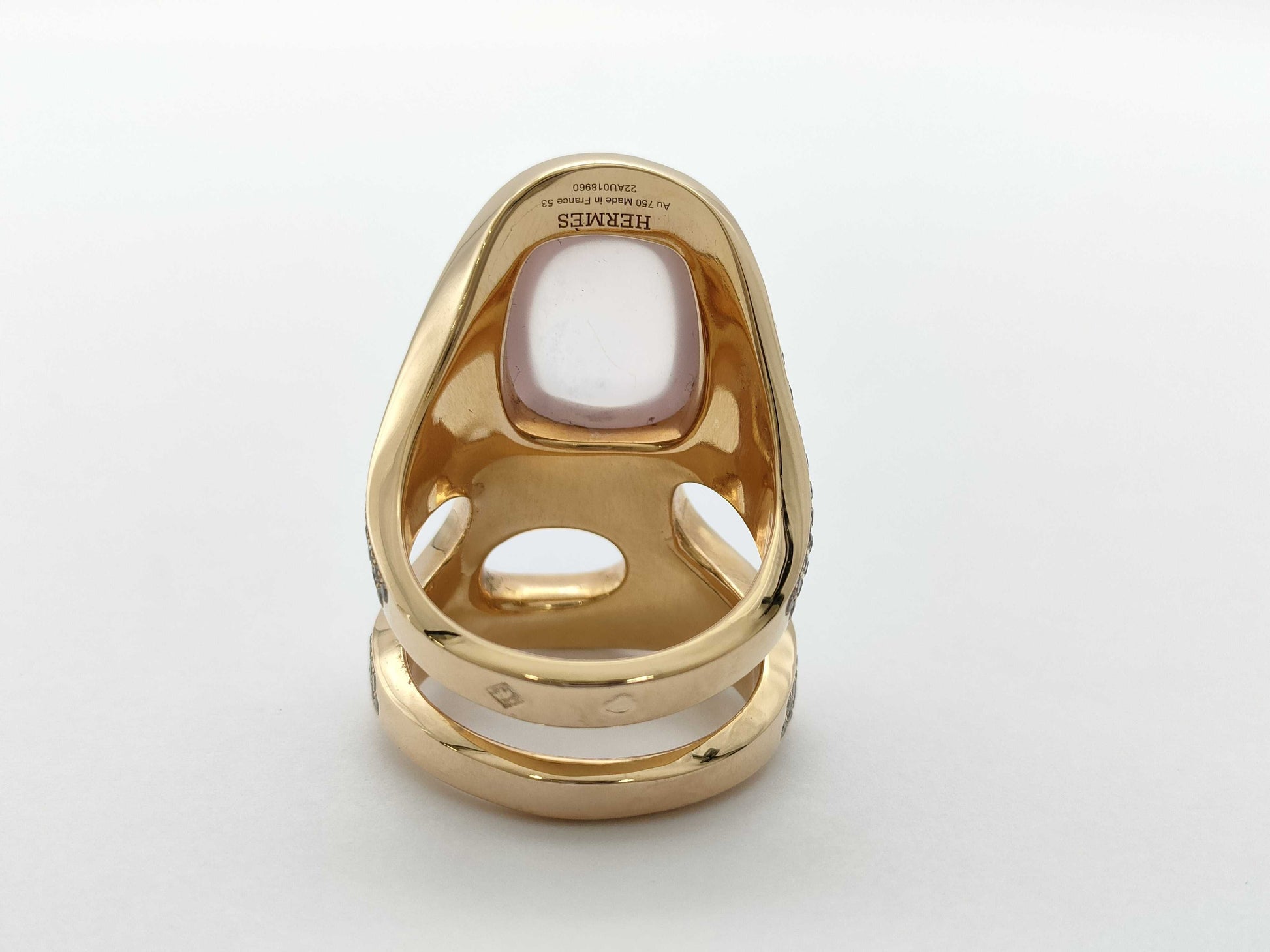 HERMES Pierre Hardy Quartz Diamond #53 RG Au750 17.7g Ring 