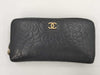 CHANEL Lambskin Camellia Round Zip Wallet